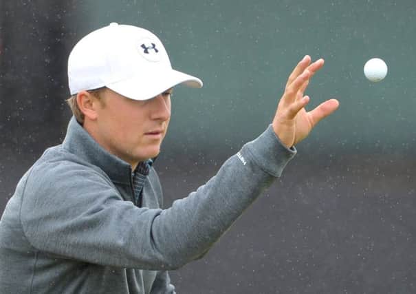 Jordan Spieth gets his eye in during practice ahead of today's first round of the Open. Picture: Jane Barlow