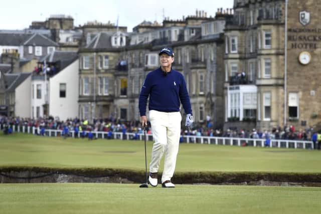 Tom Watson walks to the tee during yesterday's Champions Golfers' Challenge. Picture: Jane Barlow