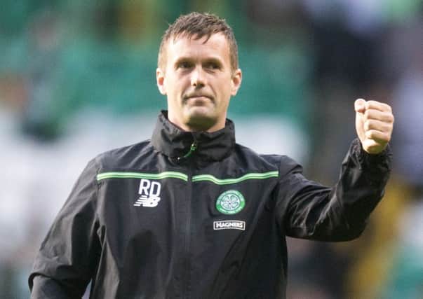 Celtic manager Ronny Deila celebrates after the 2-0 victory last night. Picture: PA