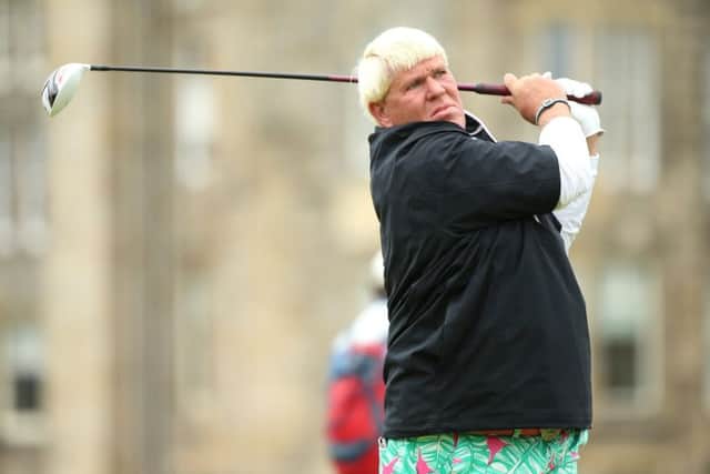 John Daly tees off at the second hole at St Andrews yesterday. Picture: Getty