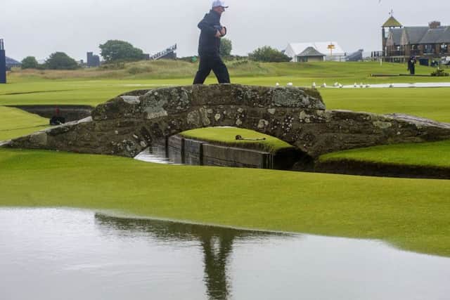 Flooding appears on the course at St Andrews on the second day of The Open. Picture: SNS