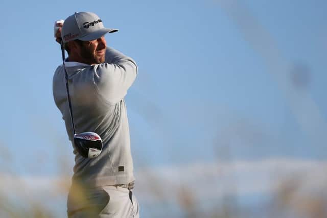 Dustin Johnson on the 6th tee yesterday. Picture: Getty