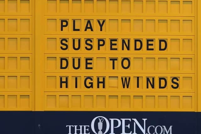 High winds have suspended play at The Open Championship 2015. Picture: PA