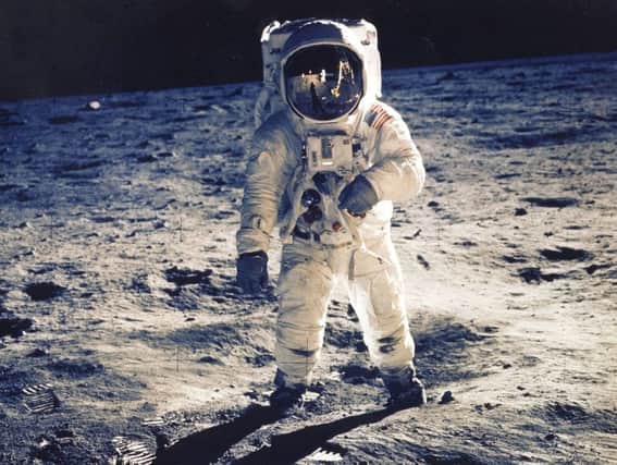 Buzz Aldrin walks on the surface of the Moon on this day in 1969  minutes after Neil Armstrong had become the first to do so. Picture: Getty
