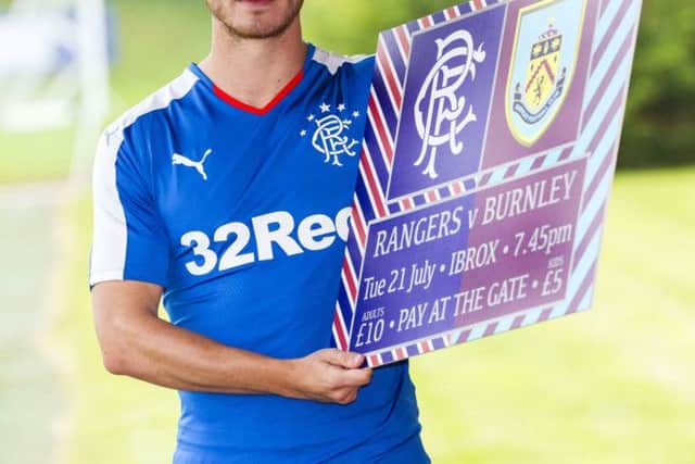 New signing Andy Halliday promotes Rangers friendly match against Burnley at Ibrox tonight. Picture: SNS