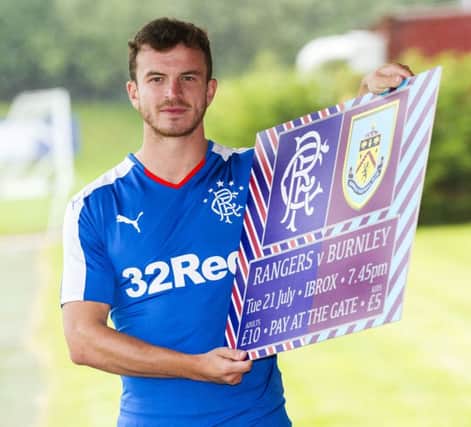 New signing Andy Halliday promotes Rangers friendly match against Burnley at Ibrox tonight. Picture: SNS