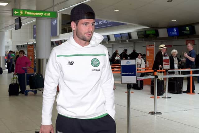 Celtic striker Nadir Ciftci arrives at Glasgow Airport. Picture: SNS