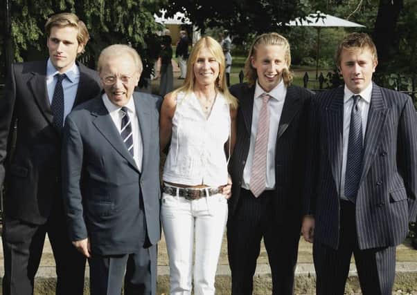 Miles Frost (far right, with Sir David Frost and Lady Carina Frost and his younger brothers Wilfred and George in 2006) was a keen athlete who had shown no signs of ill health. Picture: Chris Jackson/Getty Images