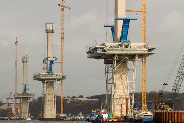 Work continues on the Queensferry Crossing over the Forth. Picture: Scott Louden