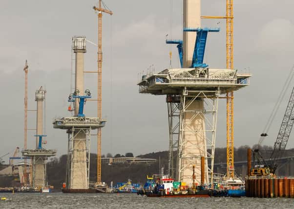 Work continues on the Queensferry Crossing over the Forth. Picture: Scott Louden
