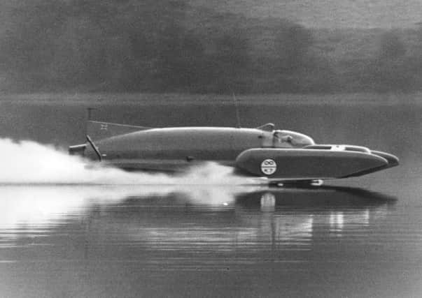 On this day in 1955 Donald Campbell broke the world water speed record on Ullswater, reaching 202.32mph in Bluebird. Picture: Getty