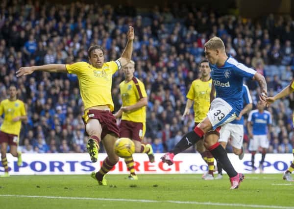 Rangers' Martyn Waghorn has an shot on goal. Picture: PA