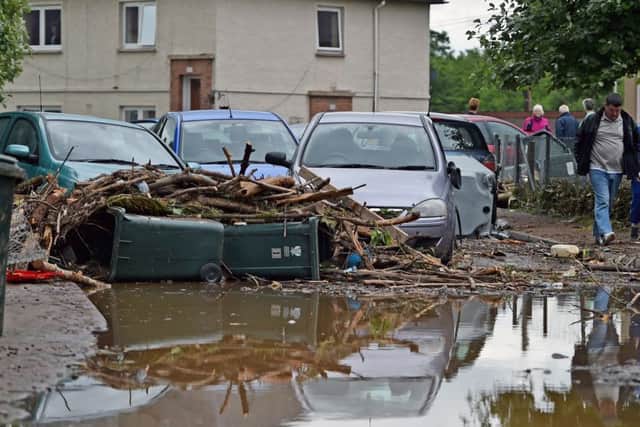 Submerged cars are seen following heavy rain which had caused flooding on July 17, 2015 in Alyth, Scotland. Picture: Getty Images