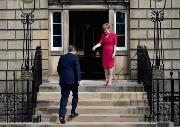 David Cameron meets with Scottish First Minister Nicola Sturgeon at Bute House in May, 2015. Picture: Getty