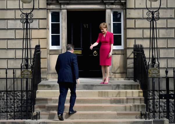 David Cameron meets with Scottish First Minister  Nicola Sturgeon at Bute House in May, 2015. Picture: Getty