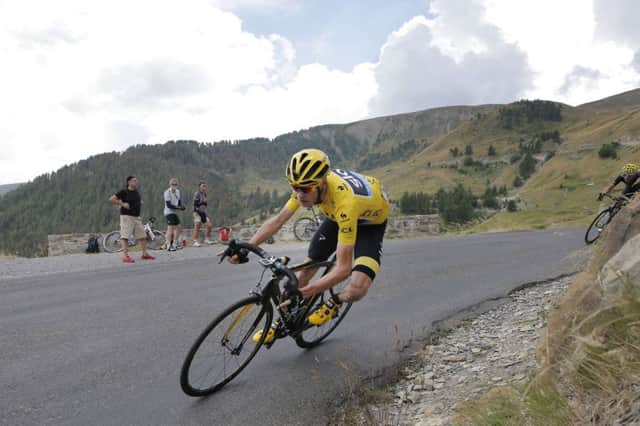 Chris Froome speeds down the Col dAllos during stage 17 of the Tour de France. Picture: AP