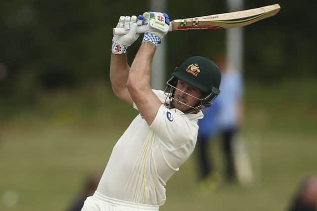 Australias Shaun Marsh on his way to a century at Derby. Picture: Getty