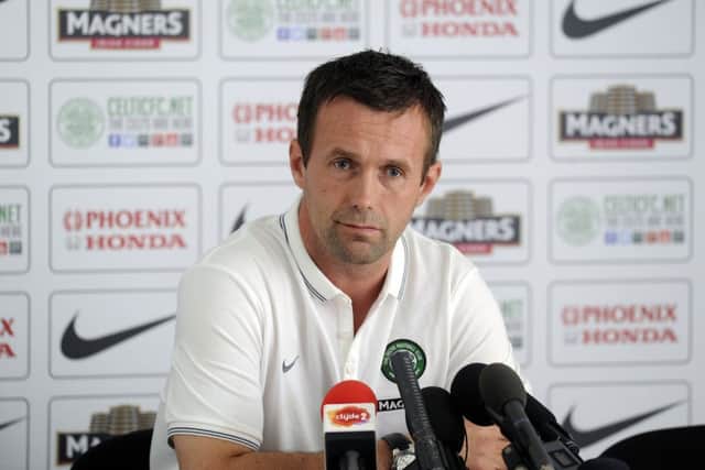 Ronny Deila celebrates after a comfortable win in Iceland. Picture: John Devlin