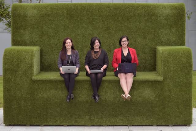 Joining Perceptive Communicators as senior signings are (left to right) Anna Chambers, Flora Martin and Corrinne Douglas. Picture: Sandy Young