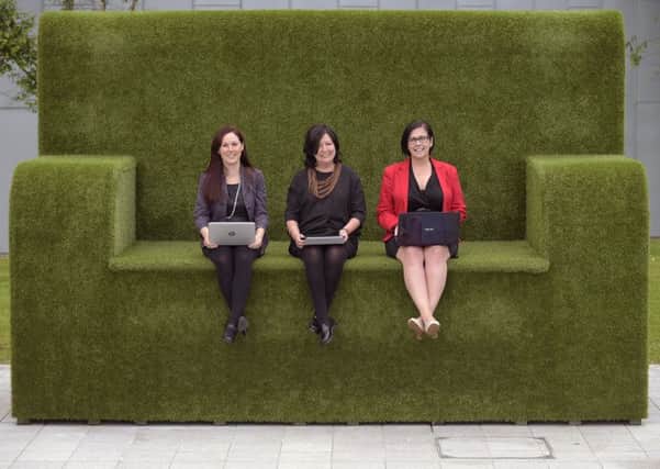 Joining Perceptive Communicators as senior signings are (left to right) Anna Chambers, Flora Martin and Corrinne Douglas. Picture: Sandy Young