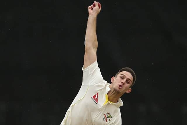 Mitchell Marsh was restricted to seven overs before rain ended play in Derbyshire. Picture: Getty