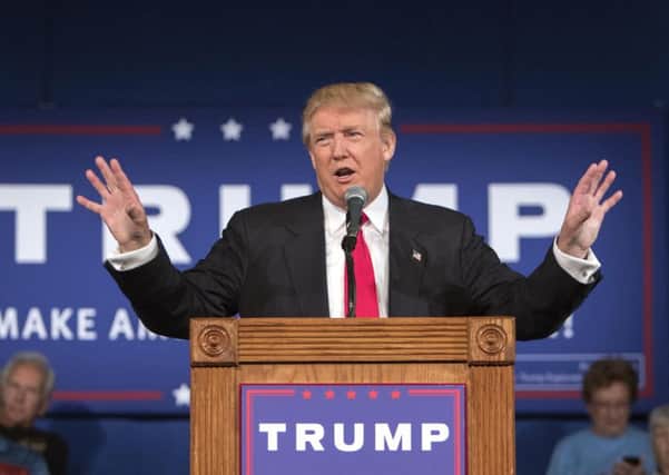 Republican presidential hopeful Donald Trump speaks at his South Carolina campaign rally. Picture: AP