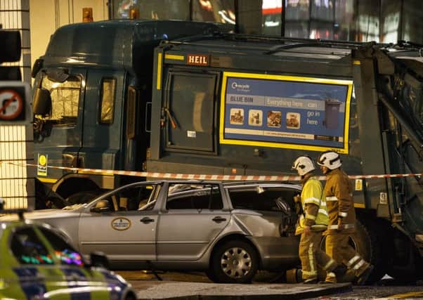 The bin lorry involved in a crash in Glasgow's George Square last December. Picture: Robert Perry