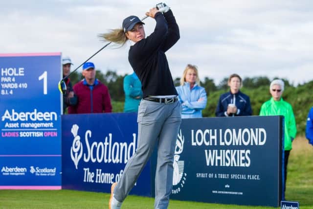 Suzann Pettersen hits out during the second round of the Aberdeen Asset Management Ladies Scottish Open. Picture: Tristan Jones