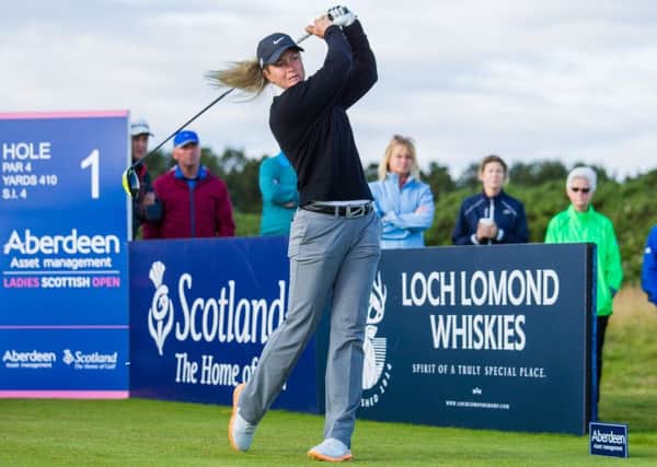 Suzann Pettersen hits out during the second round of the Aberdeen Asset Management Ladies Scottish Open. Picture: Tristan Jones