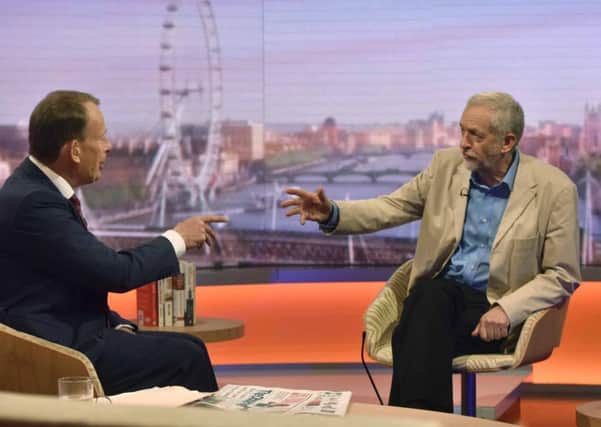 Labour leadership candidate Jeremy Corbyn, right, was asked on The Andrew Marr Show whether he was a Marxist. Picture: PA