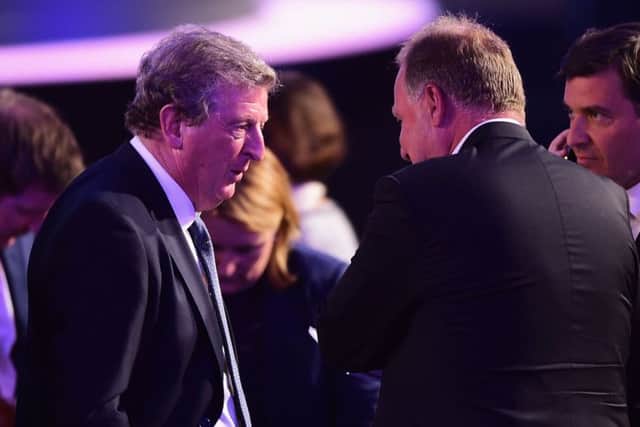England manager Roy Hodgson (left) discussing the preliminary draw of the 2018 FIFA World Cup. Picture: Getty Images