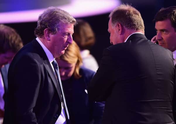 England manager Roy Hodgson (left) discussing the preliminary draw of the 2018 FIFA World Cup. Picture: Getty Images