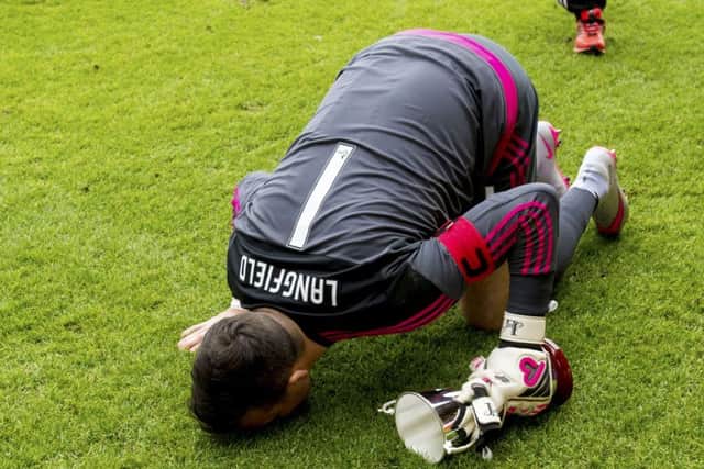 Jamie Langfield was emotional at fulltime after an impressive performance in the Pittodrie win over Brighton. Picture: SNS Group
