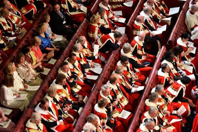 Peers sit in the House of Lords. Lord Sewel is coming under increasing pressure to quit his peerage following the publication of a video where he is seen to snort cocaine in the company of prostitutes. Picture: PA