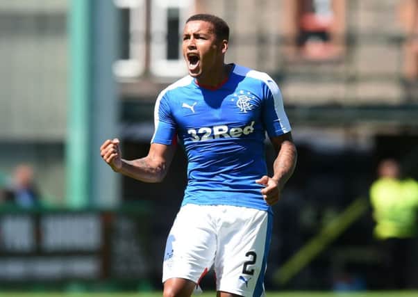 James Tavernier, Rangers' best player, celebrates his goal at Easter Road. Picture: SNS