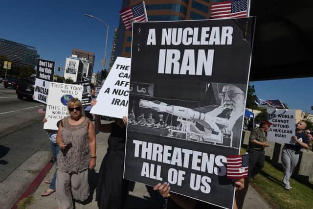 Activists march in protest against the Iran deal in Los Angeles this week. Picture: AFP/Getty