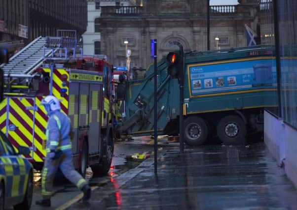 The passengers in the cab of the fatal Glasgow bin lorry crash have said there was no time to stop the vehicle. Picture: Robert Perry