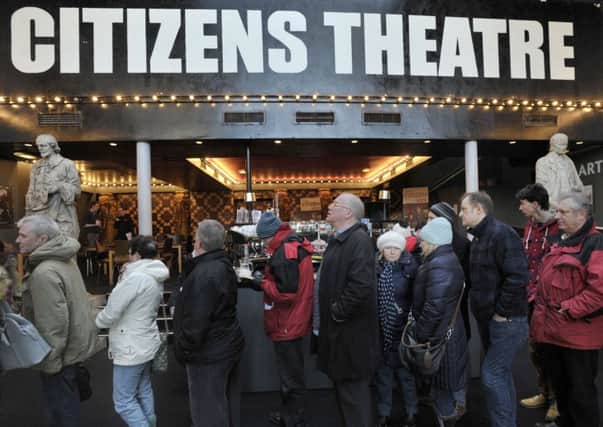 People queue outside the Citizens' Theatre in Glasgow. Picture: Ian Rutherford
