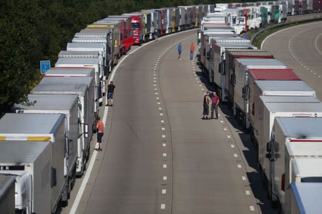 Kent Police have implemented Operation Stack, where long queues of lorries are parked on the M20 when cross-Channel crossings are disrupted. Picture: Getty