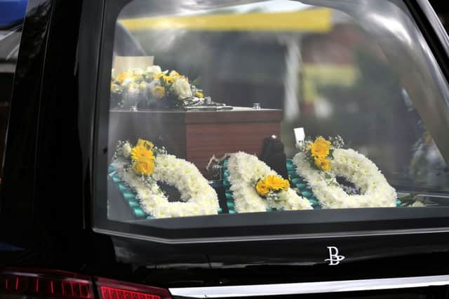 John Yuill's  funeral took place at St Francis Xaviers RC Church, Falkirk on Thursday. Picture: Michael Gillen