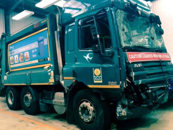Pictures of the bin lorry were presented to the fatal accident inquiry. Picture: SWNS