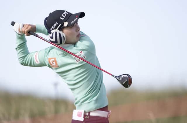 Leader Kim Hyo Joo tees off at the seventh hole during day one of the Ricoh Womens British Open at Turnberry. Picture: PA