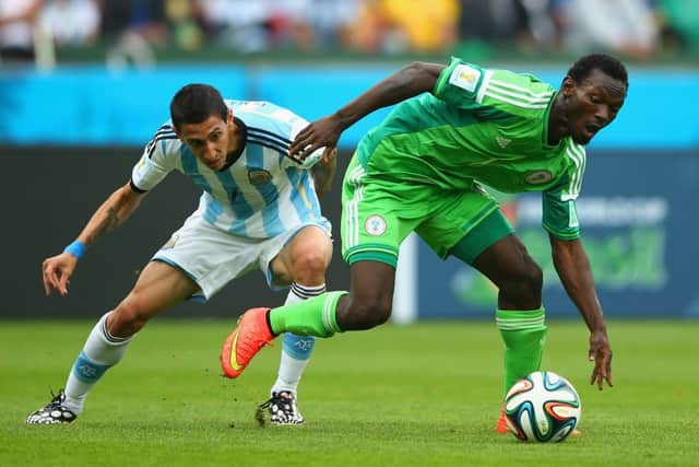 Juwon Oshaniwa in action for Nigeria against Argentina at the 2014 World Cup. Picture: Gettty