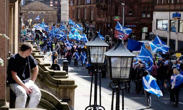 A pro-independence march made its way through Glasgow city centre on its way to Glasgow Green. Picture: Ritchie Patton/@RitchieReview/Twitter