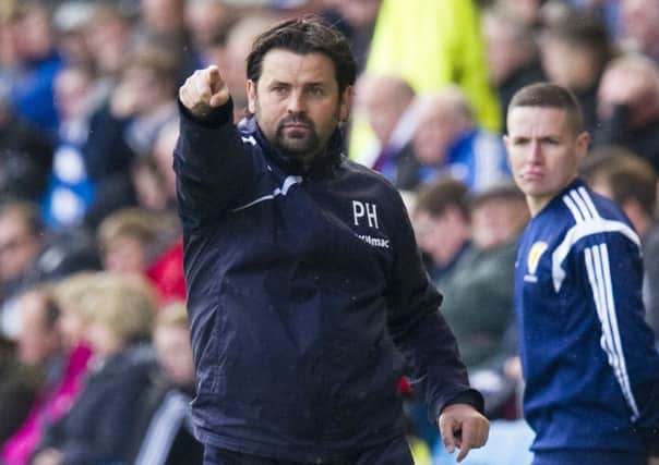 Dundee manager Paul Hartley issues instructions at Rugby Park. Picture: SNS