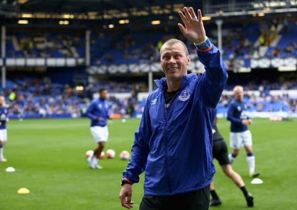 Duncan Ferguson waves to the crowd during his testimonial. Picture: Getty