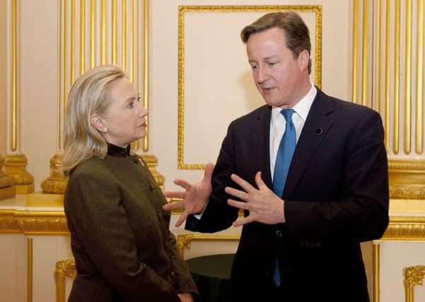 David Cameron and Hillary Clinton in 2012. Picture: PA