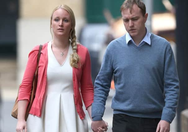 Tom Hayes arrives at court with wife Sarah. He was jailed for 14 years yesterday. Picture: Getty
