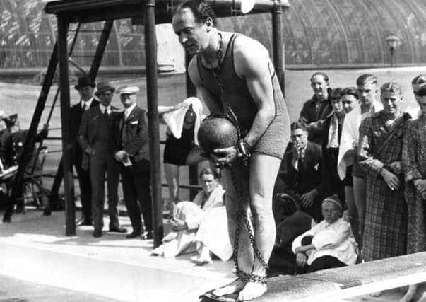 On this day in 1926, escapologist Harry Houdini survived for 90 minutes in a bronze coffin in a pool in a Los Angeles hotel. Picture: Contributed