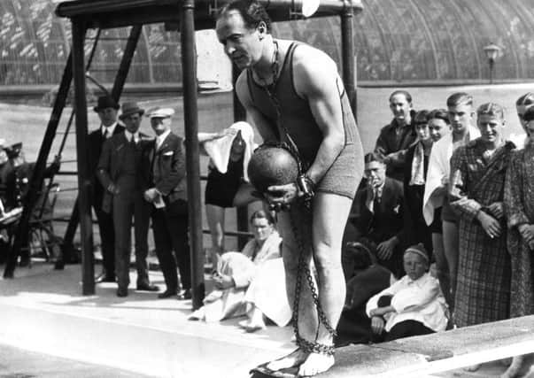 On this day in 1926, escapologist Harry Houdini survived for 90 minutes in a bronze coffin in a pool in a Los Angeles hotel. Picture: Contributed